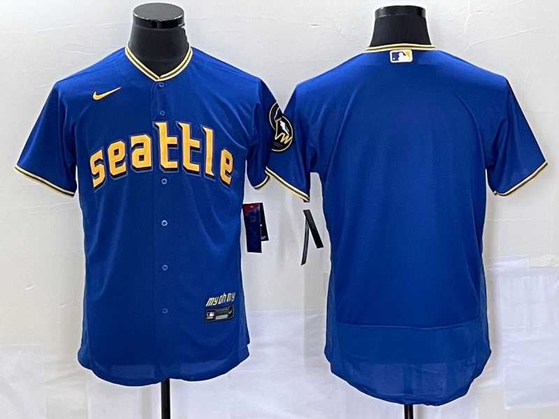 Men%27s Seattle Mariners Blank Blue 2023 City Connect Flex Base Stitched Jersey->seattle mariners->MLB Jersey